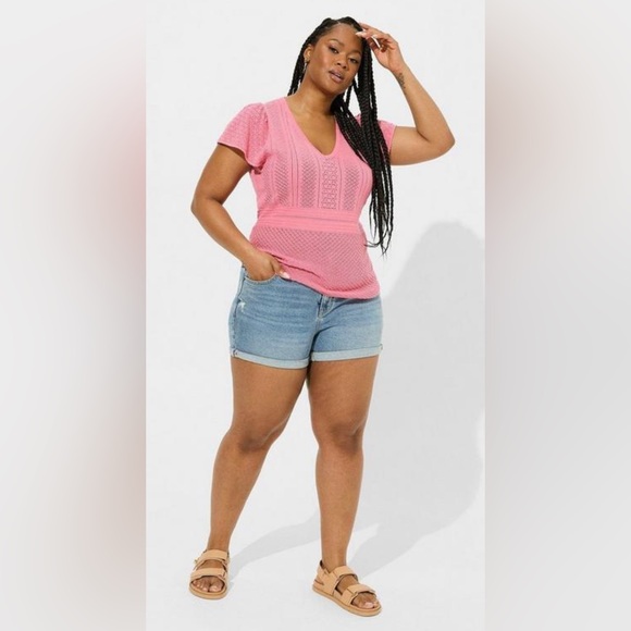 Torrid Everyday Soft Pullover Pointelle Short Sleeve - Picture 3 of 6